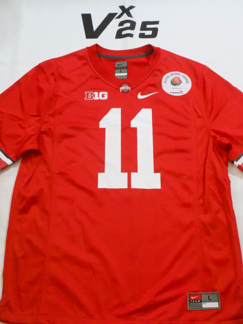 New Men's Nike Jaxon Smith-Njigba Rose Bowl Ohio State Red Jersey Size Large